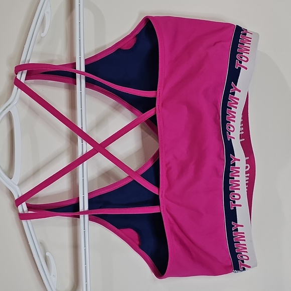 Tommy Hilfiger Large Pink Sports Bra with Logo Band - Picture 4 of 5